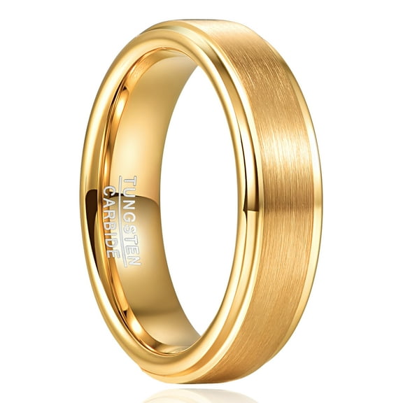 6mm Mens Wedding Ring Gold Plated Tungsten Carbide Ring