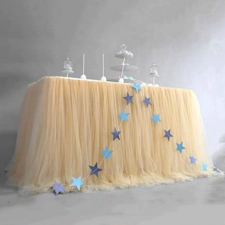 

Touiyu 30 x75 Table Skirt Wedding Party Pink White Tutu Tulle Tableware Cloth Home Birthday Coffee Table Table Skirt Baby Shower Decorations