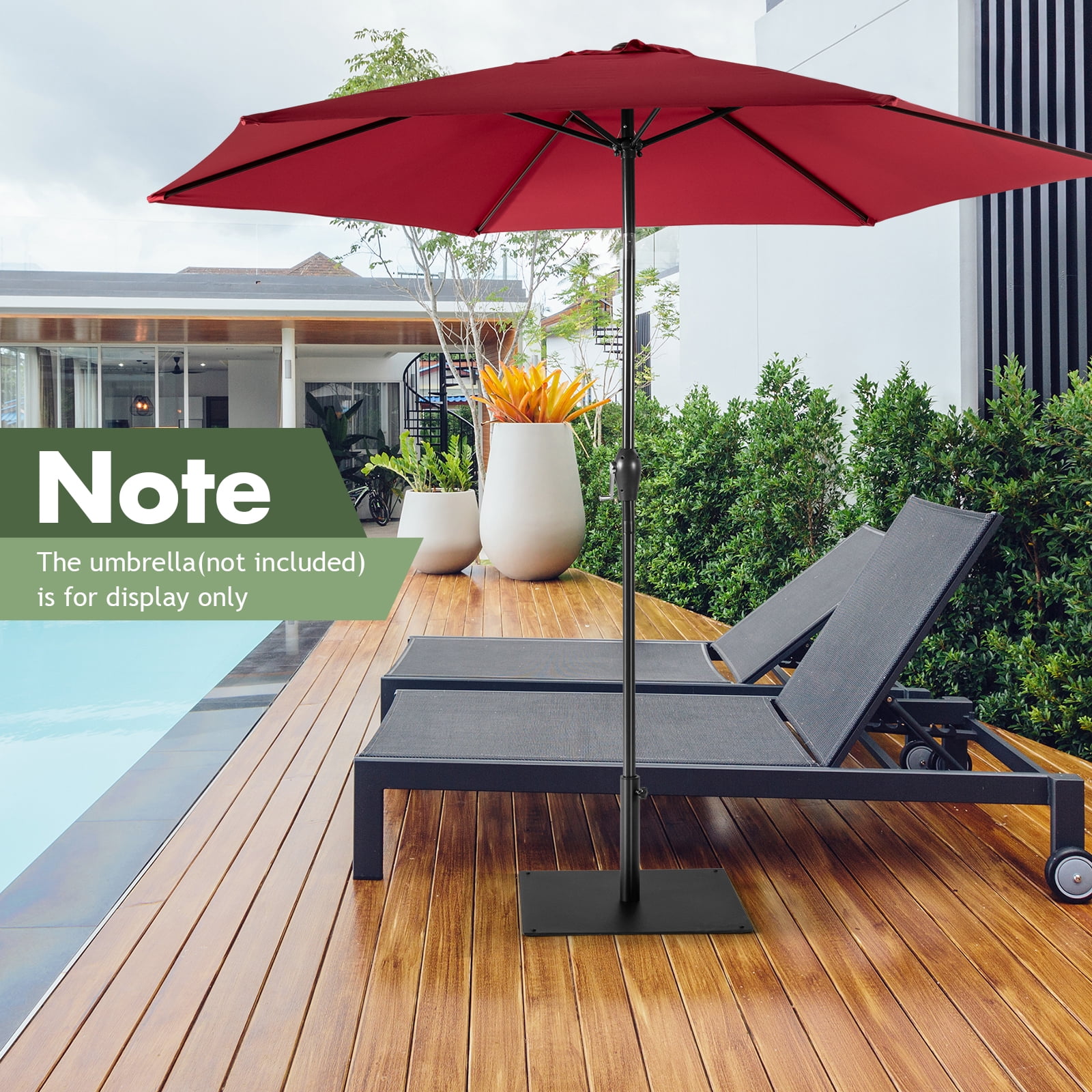 Topbuy 42 LBS Patio Umbrella Base, Heavy Duty 25” Umbrella Stand, Square Umbrella Base w/4 Anti-slip Pads