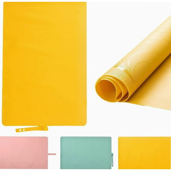Extra Large Kitchen Silicone Pad - 2023 New Non Slip Non Stick Silicone Pastry Mats for Rolling Out Dough (Yellow)