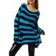 thumbnail image 5 of Sunloudy Camisa ahuecada para mujer, manga larga, cuello redondo, corte a rayas, tejido, informal, fiesta, otoño, primavera, tops Sunloudy  Tamaño medio, 5 of 8