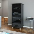 thumbnail image 2 of CorLiving Holland Black Engineered Wood Tall Narrow Media Cabinet w/ Glass Doors, 2 of 6