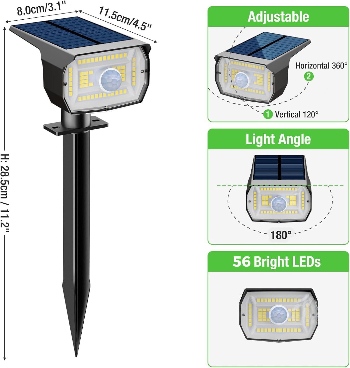 HOVMAP Solar Landscape Lights RGB 20 LEDs 1500mAh 7 Color Modes Auto On Off Waterproof ABS 10 Pack for Yard Pathway Halloween Christmas, 10Pc RGB light
