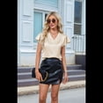 thumbnail image 4 of Blusa Informal de Seda para Mujer, Elegante, de Negocios, con Mangas con Volantes, Cuello en V, Plisada, para Verano, Talla XL, 4 of 8