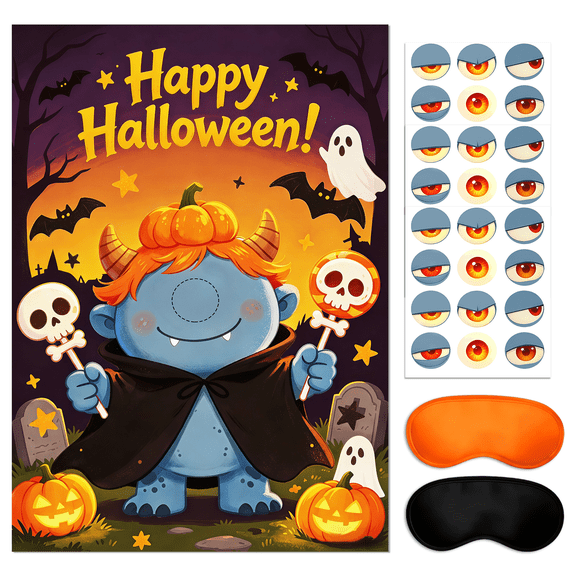 Halloween Party Game, 7Pcs Halloween Pin The Eye on Monster Game