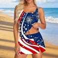 thumbnail image 2 of Danhjin 4th of July Tankini Swimsuits for Women Independence Day's 3 Piece Sets Tankini Top with Skirt and Brief Printed Tummy Control Bathing Suit, 2 of 6