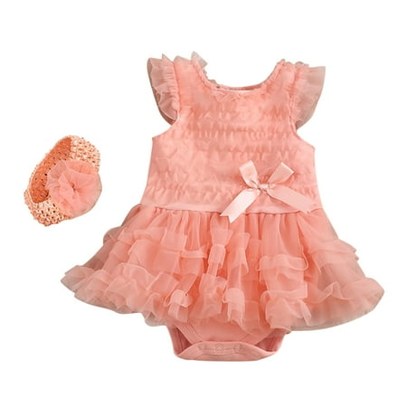 

QWERTYU Newborn Infant Baby Toddler Sleeveless Clothes Jumpsuit for Girl Summer Bowknot Romper 0-24M