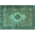 thumbnail image 1 of Ahgly Company Machine Washable Indoor Rectangle Medallion Turquoise Blue Traditional Area Rugs, 8' x 10', 1 of 4