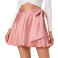 thumbnail image 1 of Allegra K Wrap Skater Faldas Minifalda de raso de cintura alta para mujer Rosa claro XS, 1 of 5