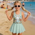 thumbnail image 6 of FOR U DESIGNS Girls One Piece Swimsuit with Skirt Comfortable Hawaiian Swimwear with Skirt Modest Beach Swim Dress Easter Gifts 3-13 Years, Rabbit Easter Egg Green, 6 of 7