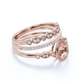 thumbnail image 2 of Dazzling Boho & hippiepie 2.25 Carat Pear Cut Morganite And Diamond Moissanite Engagement Ring, Wedding Ring, Two Matching Band in 925 Sterling Silver With 18k Rose Gold Plating, Birthday Gift, 2 of 3