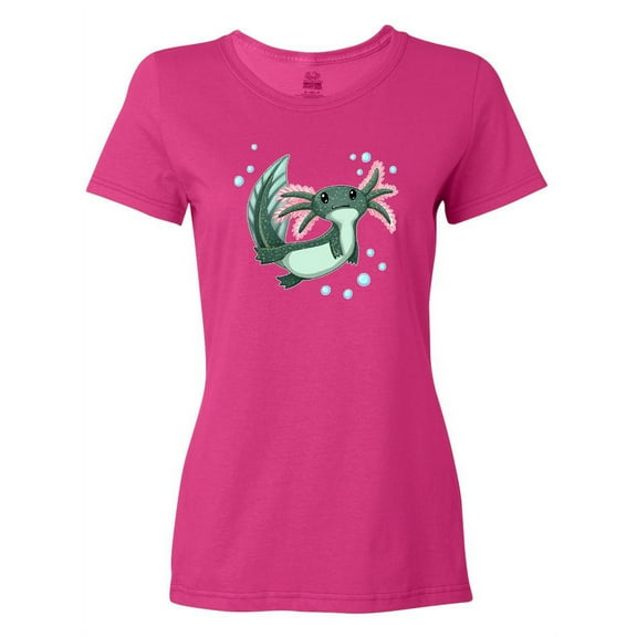 Inktastic Cute Axolotl Swimming with Bubbles Women's T-Shirt