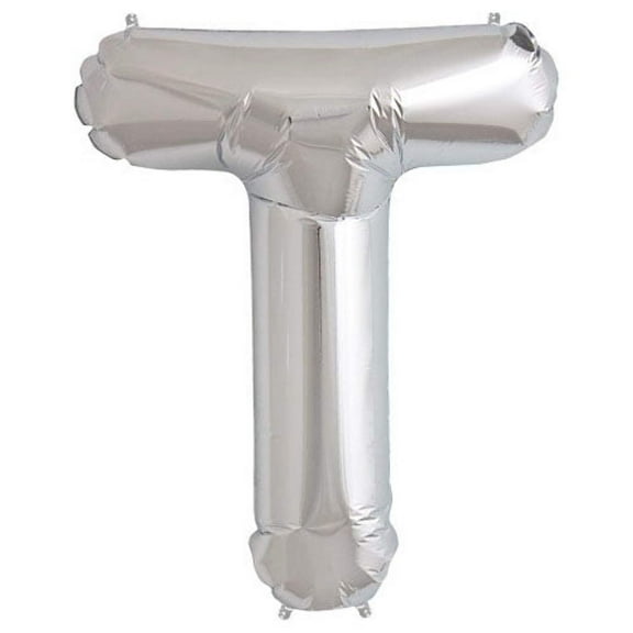 Northstar Alphabet Letter T Shape Solid Jumbo Helium 34" Foil Balloon, Silver