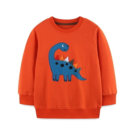 

Hoodies for Girls Cartoon Dinosaur Stick Cloth Long Sleeve Knitted Crewneck Boys Fashion Hoodies & Sweatshirts