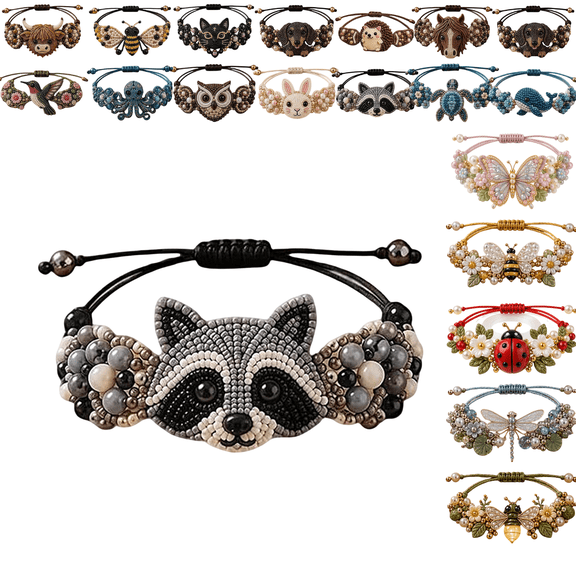 DIY Beaded Bracelet Making Kit, Animal Seed Bead Bracelet Craft Kit for Adults, Adjustable Handmade Bead Weaving Jewelry Making Set, Crafts Gift for Women and DIY Enthusiasts