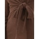 thumbnail image 5 of Vestido midi casual de manga larga con cuello en V y lazo en la cintura para mujer Inspire Chic, color marrón, 5 of 5