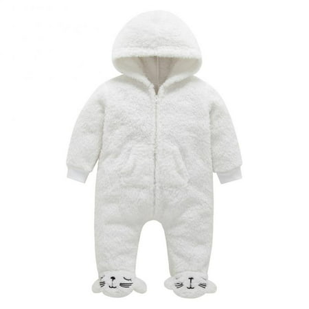 Baby Boys Girls Long Sleeve Fleece Bear Hoodie Romper Warm Animal Jumpsuit Costume 0-3M