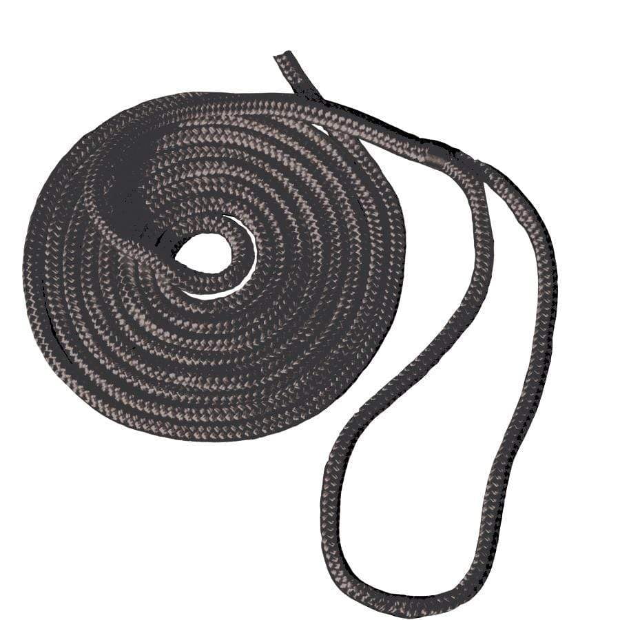 Black 1/2" X 15' Premium Double Braid Dock Line