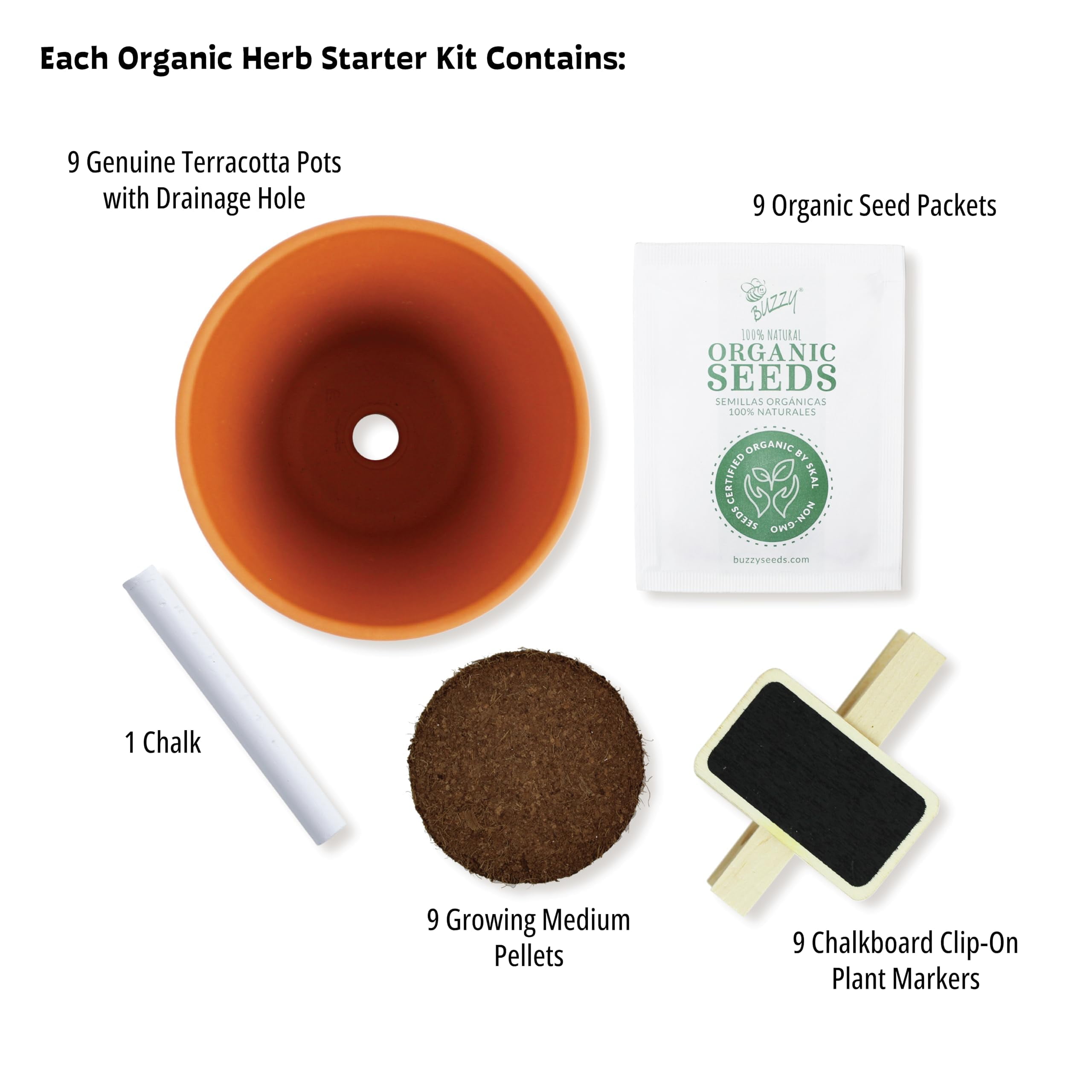 Apothecary Garden Wellness Kit – 9 Herb & Flower Seeds with Pots