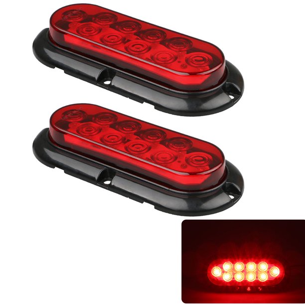 EEEkit 10 LED 6" Oval Brake Stop Turn Signal Tail Flash Light 2Pack