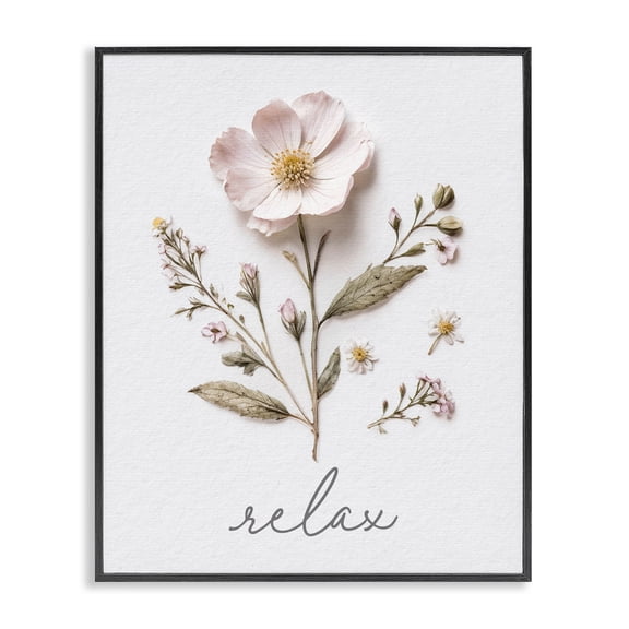 Pressed Flowers Relax Black Framed Giclee Art, design by Lettered and Lined