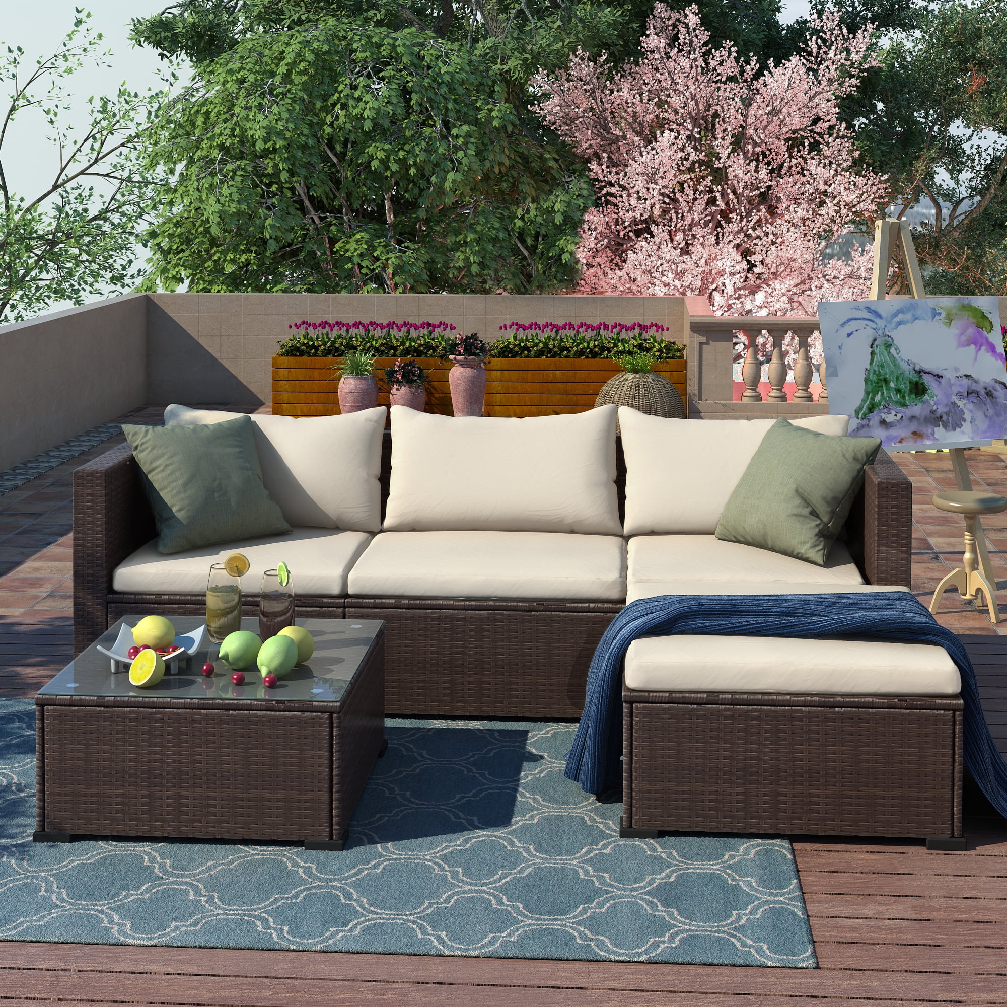 l shaped outdoor dining table