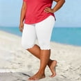 thumbnail image 2 of Ixbnca Plus Size Capri Leggings for Women Biker Stretchy Casual Knee-Length Short Pants Solid Color Yoga Shorts, 2 of 5