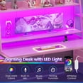 thumbnail image 4 of Gaming Desk with LED Lights, Large PC Gamer Desk Workstation with 8 Drawers and Storage Shelves, 4 of 8