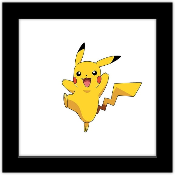 Gallery Pops Pokemon - Pikachu Jumping Pose Wall Art, Black Framed Version, 12" x 12"