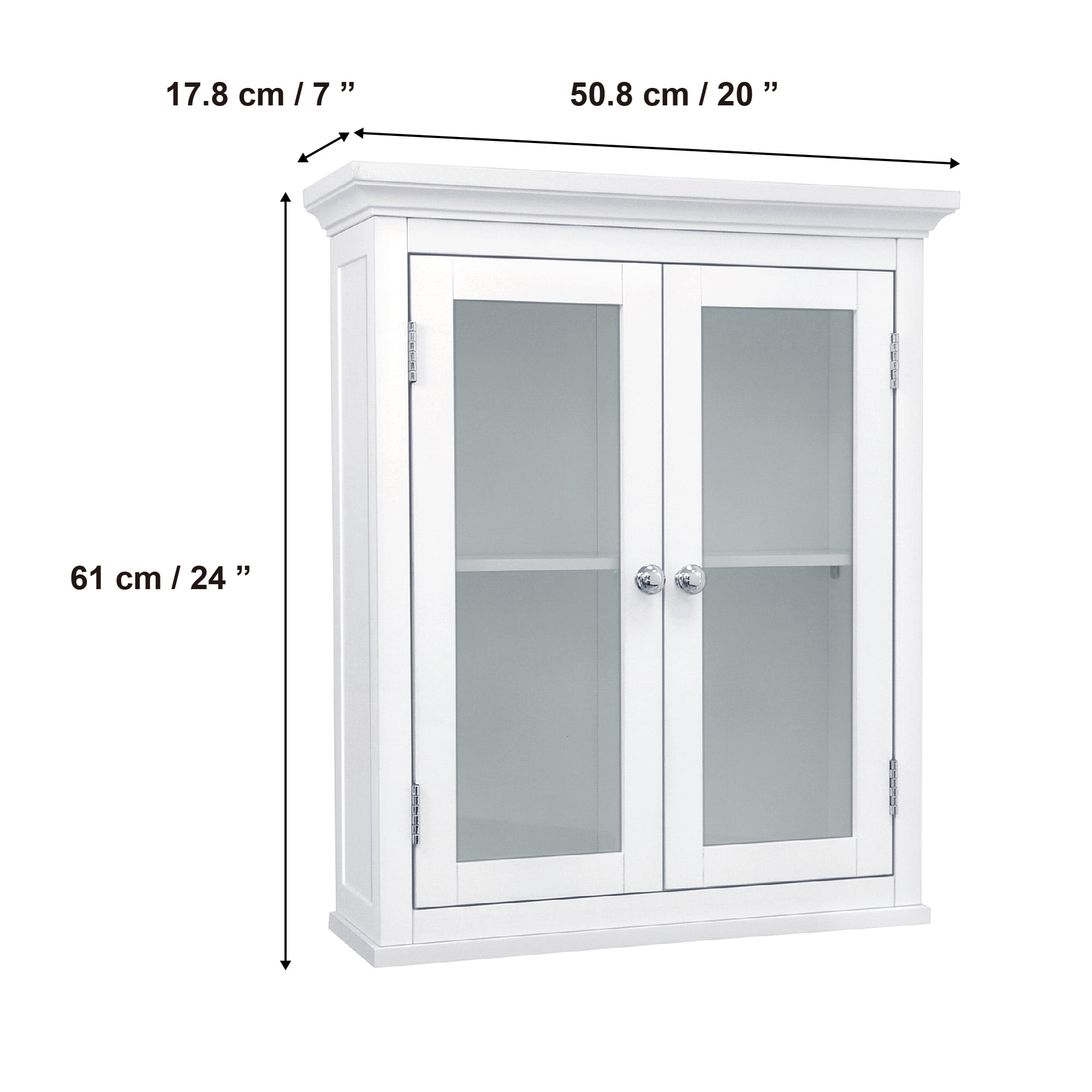 Teamson Home Madison Removable Wooden Wall Cabinet with 2 Doors, White