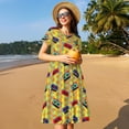thumbnail image 5 of Spring Summer Dresses for Women 2025 - 90s Audio Tape Wedding Guest Dresses, Beach Vacation Clothes, Hawaiian Sundresses Casual Short Sleeve Dress for Women with Pockets, 5 of 7