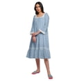 thumbnail image 4 of Moomaya WoMen's Flared Nightdress Long Sleeve Cotton Button Placket Nightwear, 4 of 6