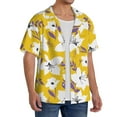 thumbnail image 2 of Rateoe Lilies Flowers Pattern Men's Short Sleeve Classic Shirt, Casual Short-Sleeved Shirt, Lightweight Summer Shirt, Cuban Collar Shirt,Button-Front Shirt-3X-Large, 2 of 5