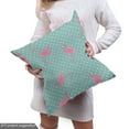 thumbnail image 4 of Ambesonne Flamingo Fabric by the Yard Upholstery, Retro Scene Polka Dots, 2 Yards, Seafoam and Pink, 4 of 4