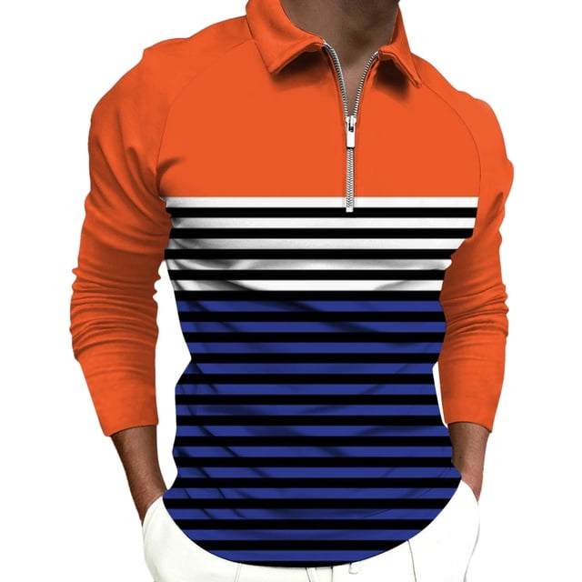 Tops para hombre Camisas Blusas Elegante Casual Camisas de manga larga Camisa con cuello Impreso Cremallera Cuello vuelto Odeerbi ODB-5