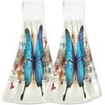 thumbnail image 2 of Coolnut Butterfly Musical Kitchen Towels, 2PCS Super Soft Absorbent Hanging Hang Towels or Dishcloths, Bathroom Hand Towels 12x17Inches Wash cloth, 2 of 7