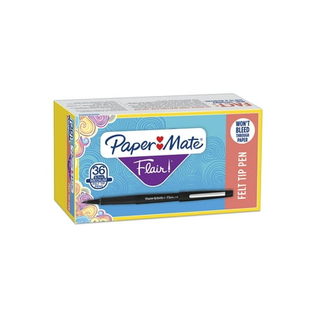Paper Mate® Felt Tip Pens | Flair® Marker Pens, Medium Point, Black, 36