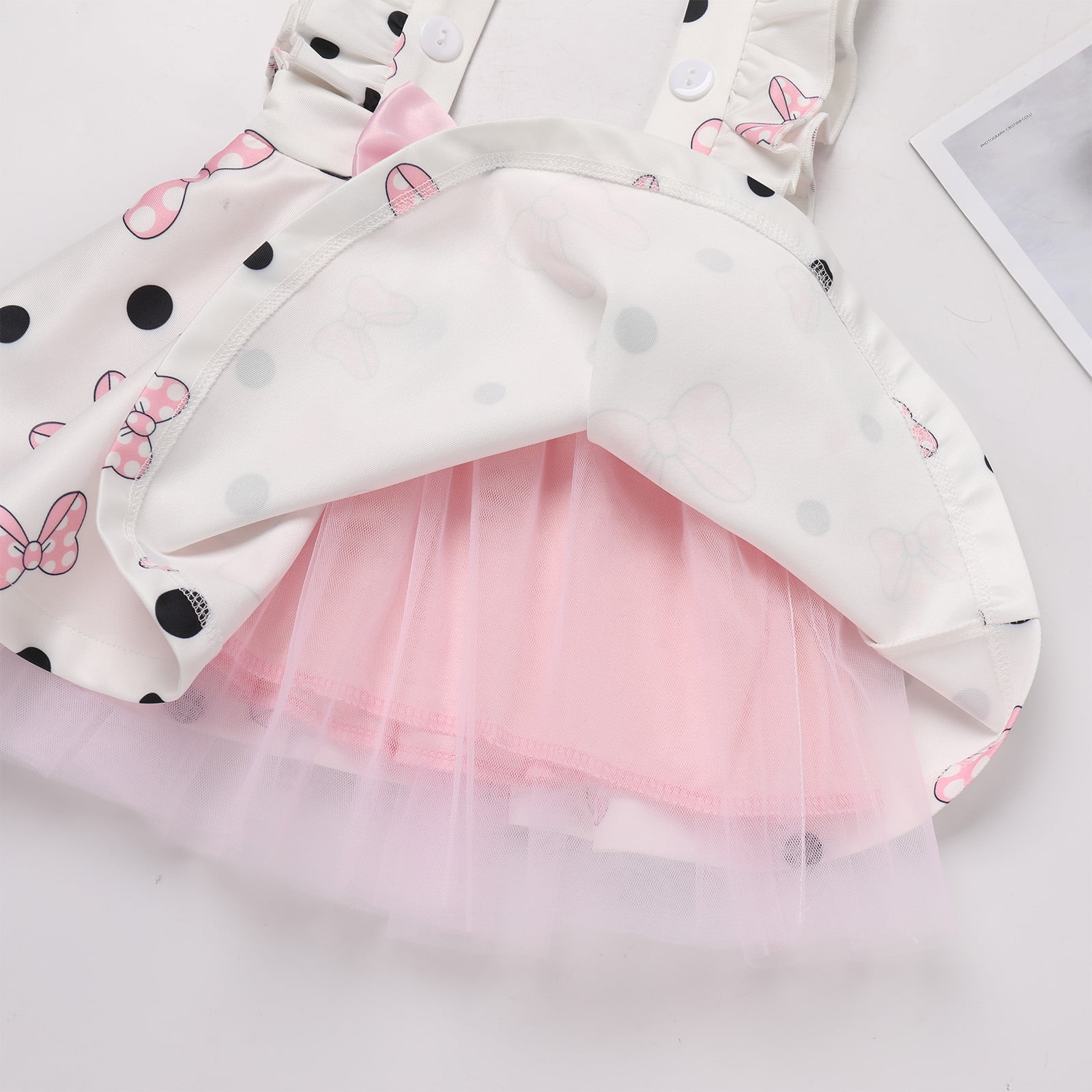 IBTOM CASTLE Toddler Baby Girls Mouse Birthday Outfit Short Sleeve Pullover T-shirt Suspender Skirt with Headband Cake Smash Casual Outfits 6-12 Months Pink