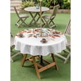 thumbnail image 4 of Outdoor Tablecloths with Umbrella Hole & Zipper, Vintage Leaves Round Tablecloth 54 Inch, Summer Botanical Pastoral Watercolor Waterproof Table Cloth, Patio/Pool/Picnic Table Covers, 4 of 8