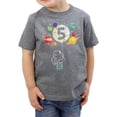 thumbnail image 2 of Olive Loves Apple 5th Birthday Rocket Astronaut Themed T-Shirts with Moon Balloon and Planets for Boys and Girls Granite Heather Shirt 4T, 2 of 5