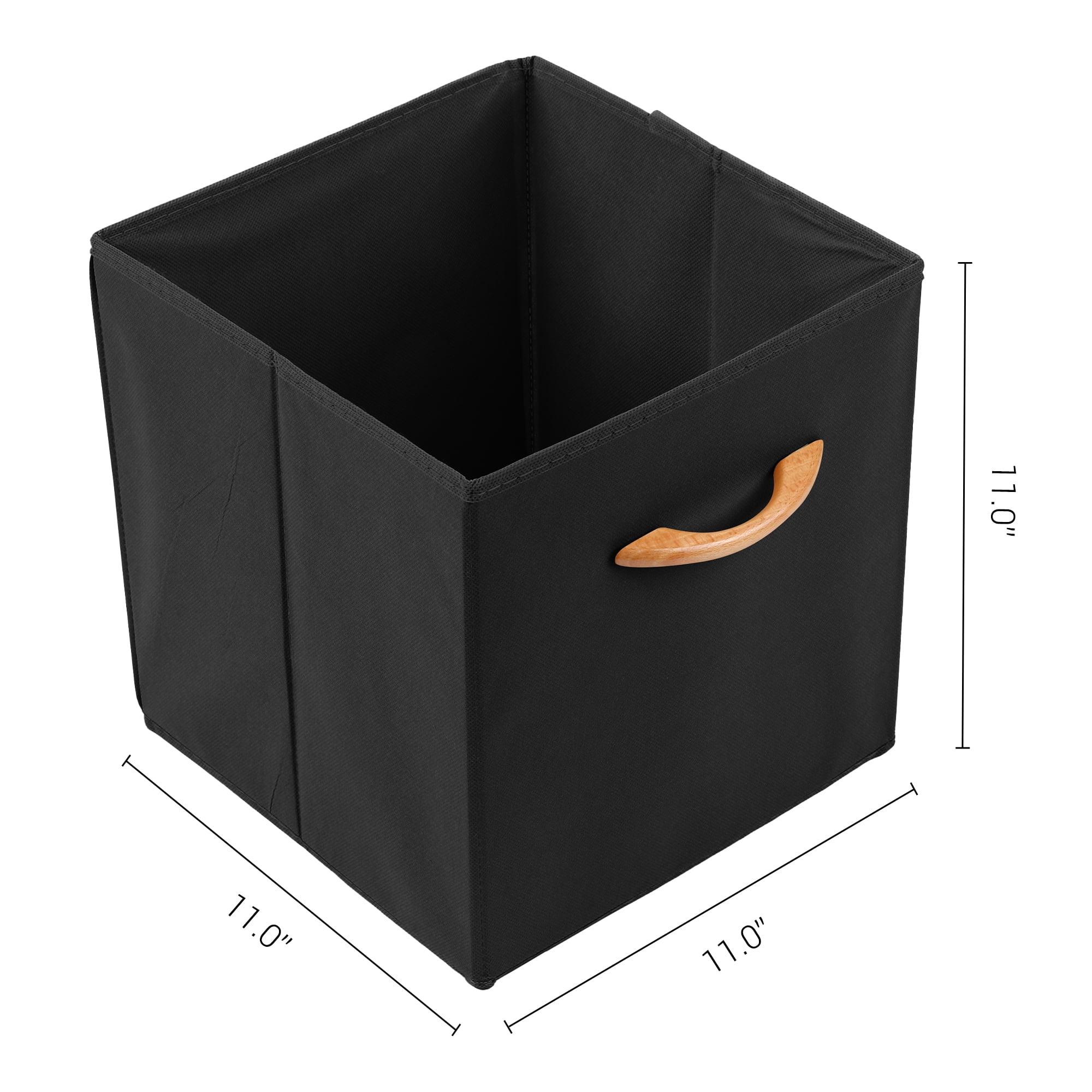 REGALWOVEN Set of 3 Fabric Storage Cube, Bin with Handle for Shelves Closet, Collapsible Basket Black 11*11*11in