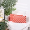 thumbnail image 6 of REGALWOVEN Pack of 2 Faux Fur Soft Plaid Decorative Throw Pillow Covers Square Plush Pillowcase Orange 12" x 20", 6 of 6