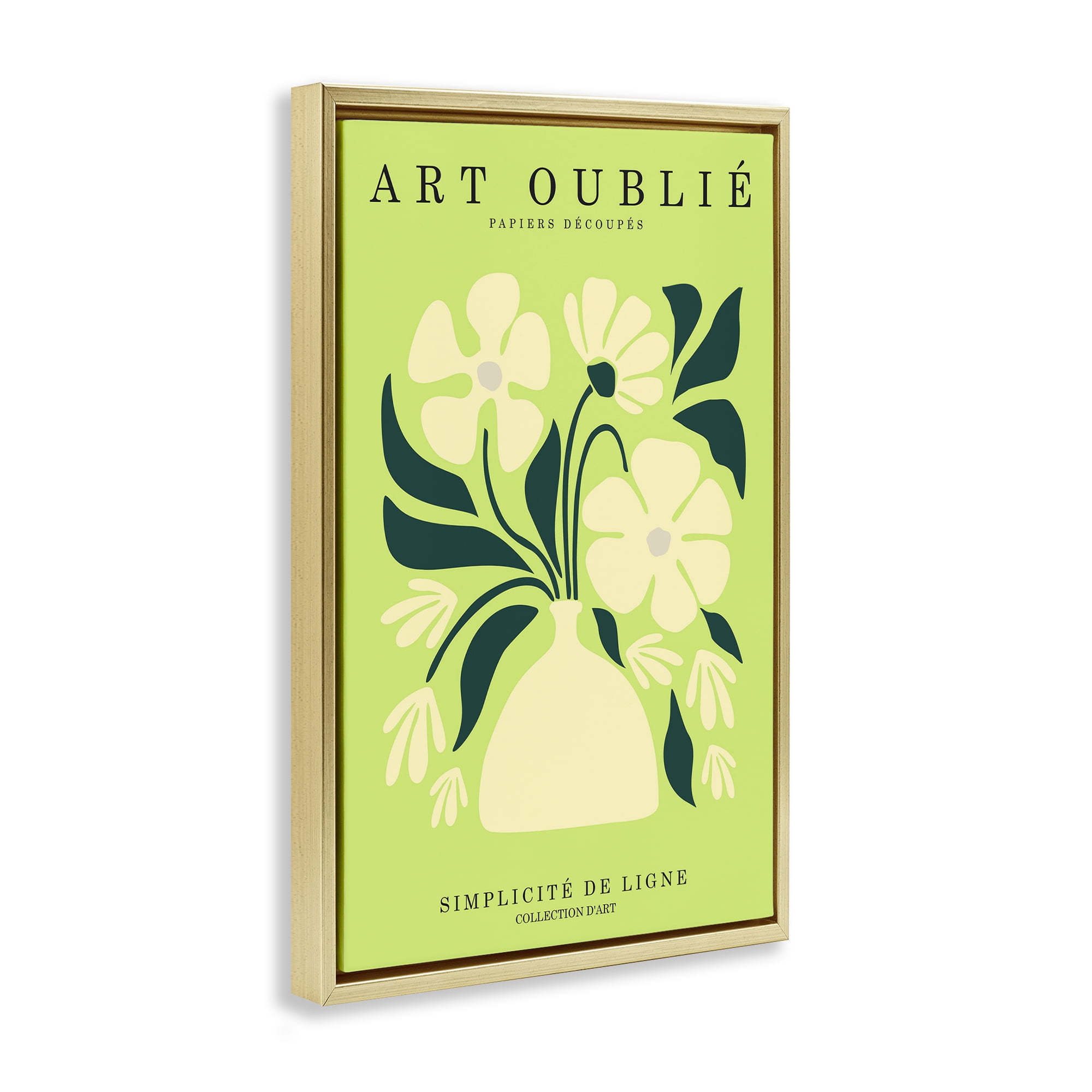 Stupell Industries French Gallery Bouquet Typography Painting Gold Floater Framed Art Print Wall Art, 17 x 25