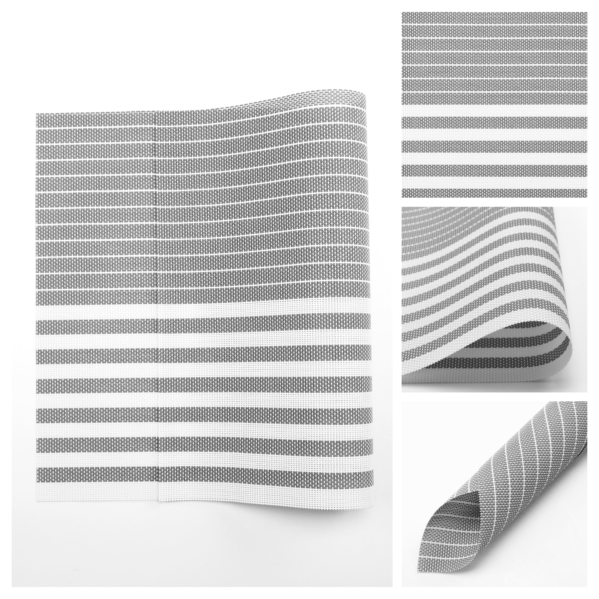 Unique Bargains Set of 6 Wipeable Plastic Placemats for Kitchen Dining Table Light Gray