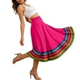 thumbnail image 5 of Costeam Womens Ethnic Print Flowy Midi Skirt Full Elastic High Waist Wide Swing Hem Lightweight Breathable Loose Dance Performance A Line Skirts, 5 of 7