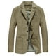 thumbnail image 1 of Ceisia Men's Solid Color Casual Blazer Jacket with Notched Lapel & Striped Lining Khaki XL Gifts, 1 of 8