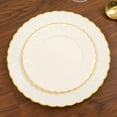thumbnail image 2 of Efavormart 10 Pack | 7.5" Ivory Vintage Gold Swirl Rim Plastic Dessert Plates, Round Disposable Salad Appetizer Plates, 2 of 9