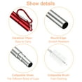 thumbnail image 4 of Uxcell 4Pack Reusable Metal Straws Telescopic Stainless Steel Straw Red Flat Case, 4 of 6