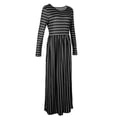 thumbnail image 1 of Milaget Robe Maxi Bohème à Rayures Plissée Manches 3/4 Poches Latérales Grande Taille pour Femmes Multicolore Noir TG, 1 of 9