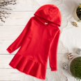 thumbnail image 2 of CPNG Girls Hoodie Dress Solid Color Long Sleeve Hooded Dress Stylish Daily Casual Hoodie Sweatshirt A-Line Dresses(Red,12-18 Months), 2 of 7